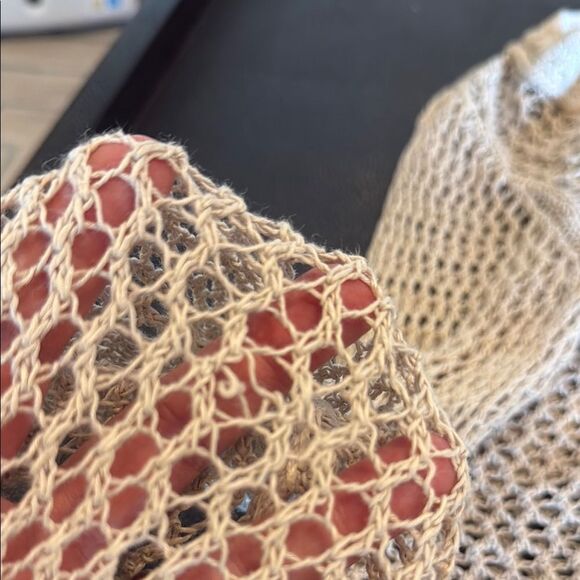 Tommy Bahama Tan Crochet Knit Blouse size small - Picture 9 of 9